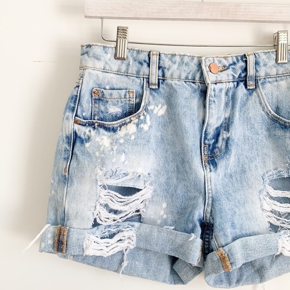 Zara Basic Distressed Denim Shorts Y2K - Picture 2 of 9